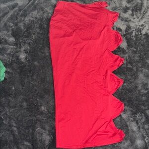 Vibrant Red Asymmetrical Maxi Pencil Skirt